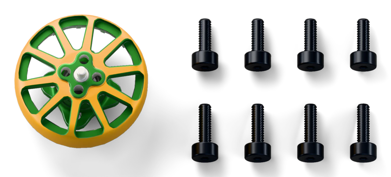 1× Motor, 4× Mounting screws, M2 × 6 mm, 4× Mounting screws, M2 × 7 mm